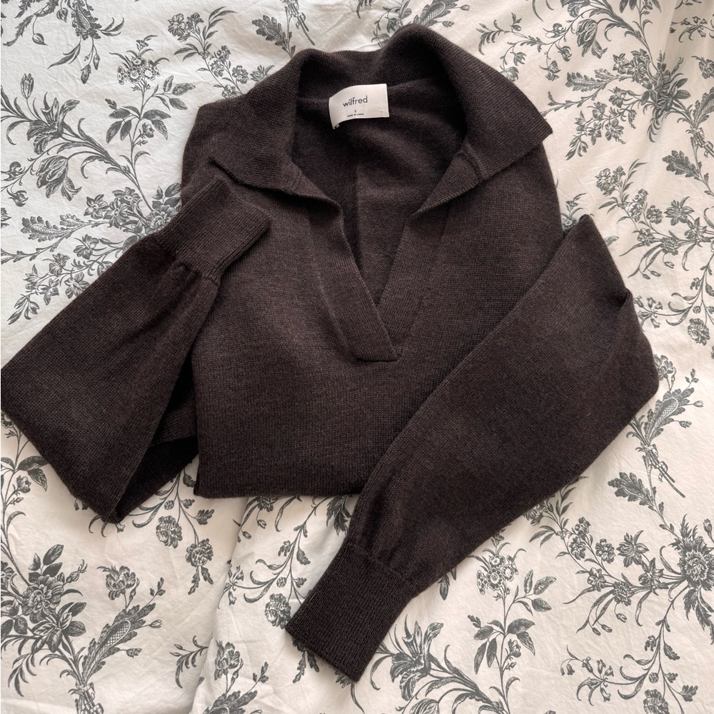 Wilfred Brown Collared Cashmere Sweater NWOT